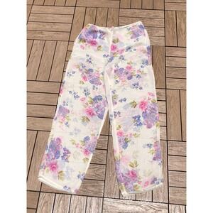 Vintage floral sheer high waisted pajama pants, Sz M